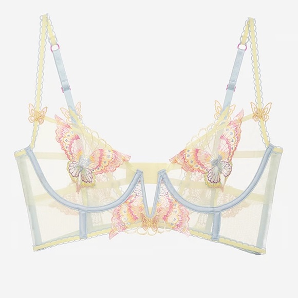 For Love & Lemons Pastel Papillon Longline Bra Size 34DD NWT - Picture 1 of 7